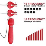 Kẹp núm vú mix gậy massage silicon có 10 chế độ rung