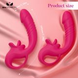  Máy rung 2 đầu có dương vật và và lưỡi rung bằng silicon