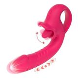  Máy rung 2 đầu có dương vật và và lưỡi rung bằng silicon