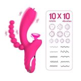 Dương vật giả silicon rung hút có lưỡi liếm dài 230mm