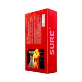 Bao cao su siêu mỏng kéo dài thời gian Sure Đỏ 12 cái che tên chính hãng