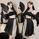 Váy Cosplay Cổ Trang Đen Quyến Rũ - Thiết Kế Sang Trọng, Chất Liệu Cao Cấp, Thích Hợp Cho Tiệc Hóa Trang và Sự Kiện Cosplay 665434