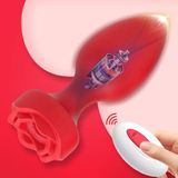 Plug cắm hậu môn hoa hồng 10 chế độ rung, điều khiển từ xa