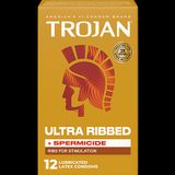 Bao cao su  TROJAN™ ULTRA RIBBED WITH SPERMICIDE CONDOMS  Tính năng Bao cao su siêu gân với tránh thai khẩn cấp 10 Cái