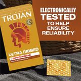 Bao cao su  TROJAN™ ULTRA RIBBED WITH SPERMICIDE CONDOMS  Tính năng Bao cao su siêu gân với tránh thai khẩn cấp 10 Cái
