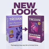 Bao cao su TROJAN™ HER PLEASURE™ SPERMICIDAL CONDOMS Tránh Thai Khẩn Cấp Gân Sọc 12 Cái