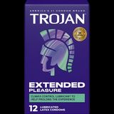 Bao cao su TROJAN™ EXTENDED PLEASURE CONDOMS Kéo Dài Tăng Khoái Cảm 12 Cái