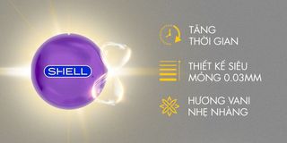 Bao Cao Su Siêu Mỏng Kéo Dài Thời Gian  Shell Prolong Hương Vani Hộp 10 Cái 487734