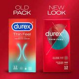 Bao cao su mỏng, ôm sát Durex Thin Feel Close Fit nhập khẩu quốc tế hộp 12 cái