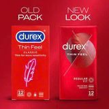 Bao cao su mỏng, size tiêu chuẩn Durex Thin Feel Regular nhập khẩu quốc tế hộp 12 cái