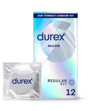 Bao cao su trần như không, siêu mỏng, size tiêu chuẩn Durex Nude Ultra Thin Regular Fit nhập khẩu quốc tế hộp 12 cái