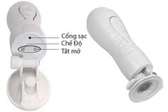 Âm Đạo Giả Nguỵ Trang Đèn Pin 12 Chế Độ Rung Rung Crazy Bull Flora Trắng Baile 611871