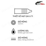 (Hộp 12 Cái) Bao cao su Muaisi 0.03 Ultrathin Vàng - Siêu mỏng, có hạt chính hãng 742724