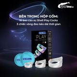 (Hộp 10 Cái + 3 Vòng Đeo) Bao cao su Shell Play Cocks 6 tính năng - Kéo dài thời gian chính hãng 742564