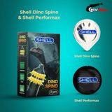 (Combo 2 Cái) Bao cao su Shell Dino Spino - Hộp 1 bao 2 vòng gai, bi nổi lớn + 1 bao Performax  chính hãng 742538