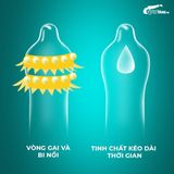 (Combo 2 Cái) Bao cao su Shell Dino Spino - Hộp 1 bao 2 vòng gai, bi nổi lớn + 1 bao Performax  chính hãng 742538