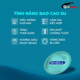 (Hộp 10 Cái) Bao cao su Shell Play Aura 6 tính năng - 5 vòng đeo kéo dài thời gian chính hãng 742509