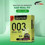 (Hộp 3 Cái) Bao cao su Okamoto 0.03mm Real Fit - Siêu mỏng, co rút ôm sát chính hãng 742498
