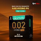 (Hộp 3 Cái) Bao cao su Okamoto 0.02 Hydro PU - Siêu mỏng, truyền nhiệt nhanh chính hãng 742493