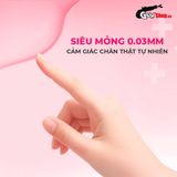 (Hộp 3 Cái) Bao cao su Okamoto 0.03mm Hyaluronic Acid - Siêu mỏng, bôi trơn dưỡng ẩm chính hãng 742492