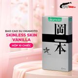 (Hộp 10 Cái) Bao cao su Okamoto Skinless Skin Vanilla - Hương vani, mềm mại chính hãng 742488