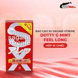 (Hộp 10 Cái) Bao cao su Sagami Xtreme Dotty G Mint Feel Long - Siêu điểm nổi, ôm sát chính hãng 742481