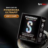 (Hộp 3 Cái) Bao cao su Powergra Ultrafit - Size 49mm, siêu mỏng, kéo dài, hương dâu chính hãng 742461