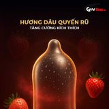 (Hộp 3 Cái) Bao cao su Powergra Ultrafit - Size 49mm, siêu mỏng, kéo dài, hương dâu chính hãng 742461