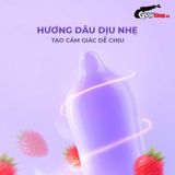 (Hộp 3 Cái) Bao cao su Powergra Maxfit - Size 54mm, siêu mỏng, kéo dài, hương dâu chính hãng 742459