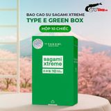 (Hộp 10 Cái) Bao cao su Sagami Xtreme Type E Green Box - Siêu điểm nổi, siêu mỏng chính hãng 742456