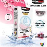 (Hộp 10 Cái) Bao cao su size 49mm Maxxmen Invisible 002, công nghệ NHẬT BẢN cực siêu mỏng NHIỀU GEL, hương hoa anh đào cho LGBT, Gay Chính Hãng 742204