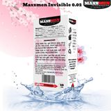 (Hộp 10 Cái) Bao cao su size 49mm Maxxmen Invisible 002, công nghệ NHẬT BẢN cực siêu mỏng NHIỀU GEL, hương hoa anh đào cho LGBT, Gay Chính Hãng 742204