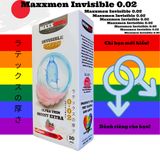 (Hộp 10 Cái) Bao cao su size 49mm Maxxmen Invisible 002, công nghệ NHẬT BẢN cực siêu mỏng NHIỀU GEL, hương hoa anh đào cho LGBT, Gay Chính Hãng 742204