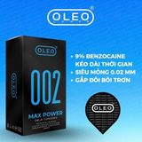 (Hộp 10 Cái) Bao Cao Su Oleo 0.02 Max Power Dành cho nam giới, siêu mỏng, nhiều gel chính hãng 742140