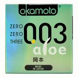 (Hộp 3 cái) Bao Cao Su Okamoto 0.03 Aloe Tinh Chất Lô Hội Chính hãng 742119