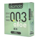 (Hộp 3 cái) Bao Cao Su Okamoto 0.03 Aloe Tinh Chất Lô Hội Chính hãng 742119