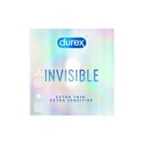 Bao Cao Su Durex Invisible Extra Thin, Extra Lubricated (Hộp 3 Cái) 