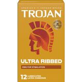 (Hộp 12 Cái) Bao cao su có siêu gai gân Trojan Ultra Ribbed Chính Hãng 741636