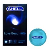 (Hộp 5 Cái) Bao cao su gân nổi, bi tăng 1.5cm Shell Love Bead Chính Hãng 741620