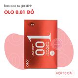 (Hộp 10 Cái) Bao Cao Su Siêu Mỏng OLO 0.01 Red Nóng Ấm Chính hãng 741277