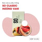 (Hộp 12 Cái) Bao Cao Su Siêu Mỏng SO Classic Hương Vani Chính Hãng 741158