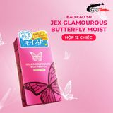 Bao cao su JEX Glamourous Butterfly Moist - Dưỡng ẩm tự nhiên với HA và Collagen  - Hộp 12 cái