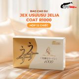 Bao cao su JEX UsuUsu Jelia Coat R1000 - Vừa vặn, ôm sát, nhiều gel bôi trơn - Hộp 12 cái