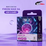 Bao cao su Firon Max 54 - Size 54mm, siêu mỏng, kéo dài thời gian - Hộp 3 cái
