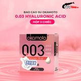 Bao cao su Okamoto 0.03 Hyaluronic Acid - Siêu mỏng, bôi trơn dưỡng ẩm - Hộp 3 cái 662147