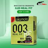 Bao cao su Okamoto 0.03 Real Fit - Siêu mỏng, co rút ôm sát - Hộp 3 cái 662151