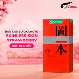 Bao cao su Okamoto Skinless Skin Strawberry - Hương dâu, mềm mại - Hộp 10 cái 662153