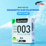 Bao cao su Okamoto 0.03 Platinum - Siêu mỏng, không mùi - Hộp 3 cái 662155