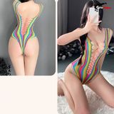 Thời trang sexy bodysuit lưới 7 sắc cầu vồng BD05