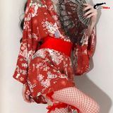 Thời trang sexy cosplay Kimono Nhật Bản màu đỏ KMN07